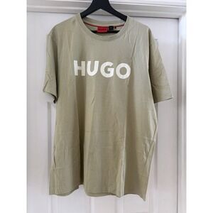 HUGO by Hugo Boss Logo Graphic T-Shirt Men XXL Beige/Tan Short Sleeve Casual Tee